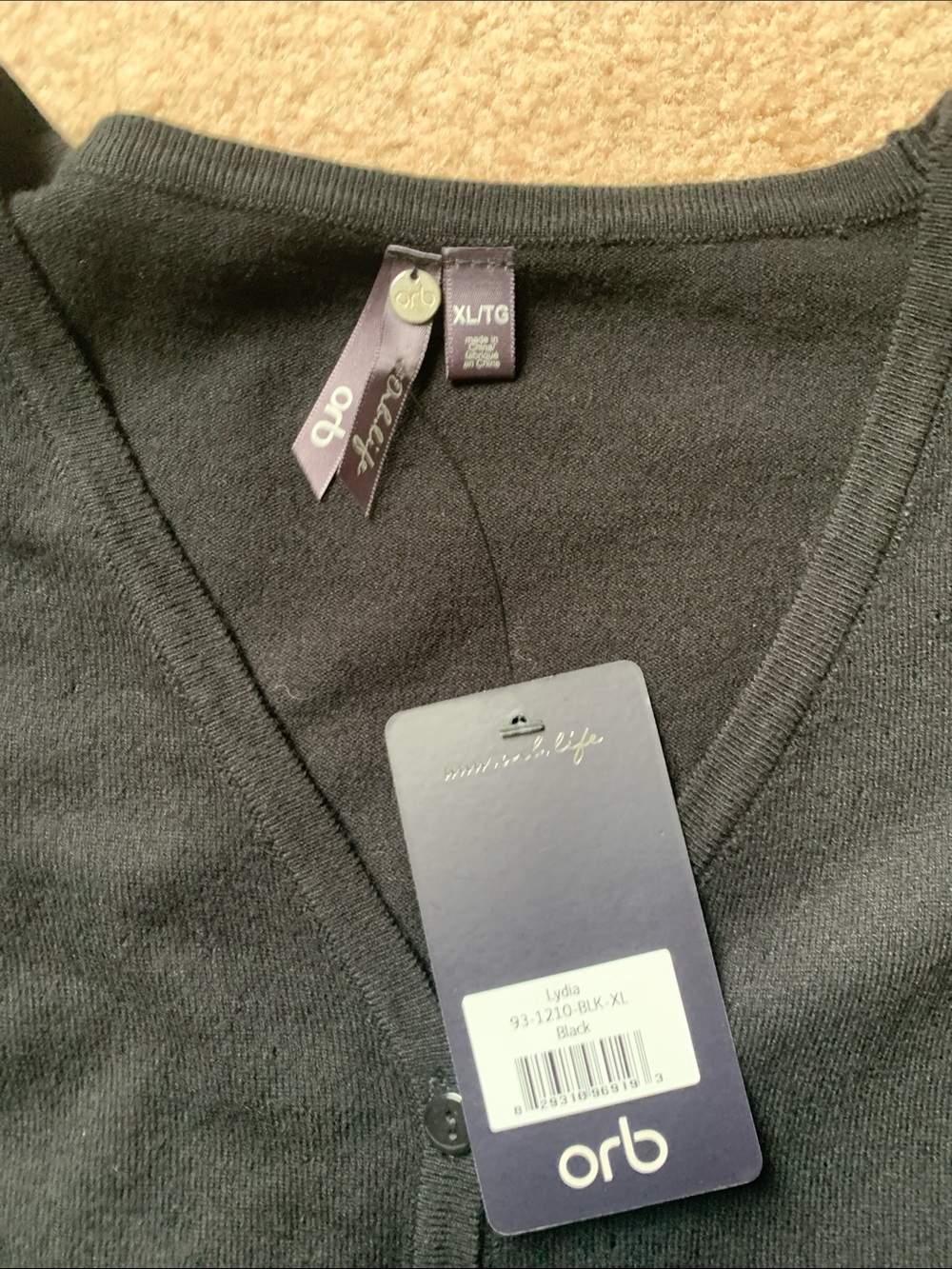 Classic Black V-Neck Button Cardigan Sweater - Picture 2 of 5